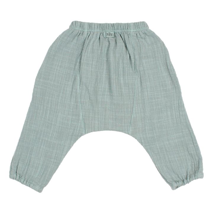 Cotton Muslin Harem Pants Green water 