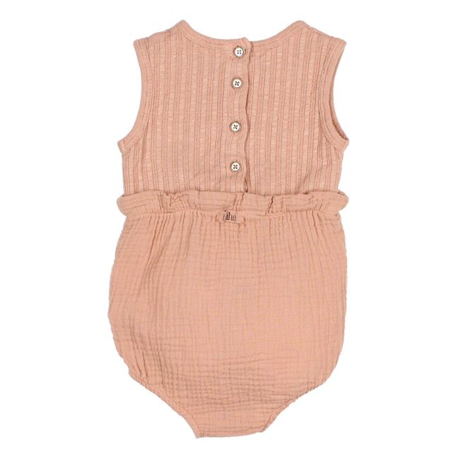 Organic Cotton Dual-Material Romper Dusty Pink