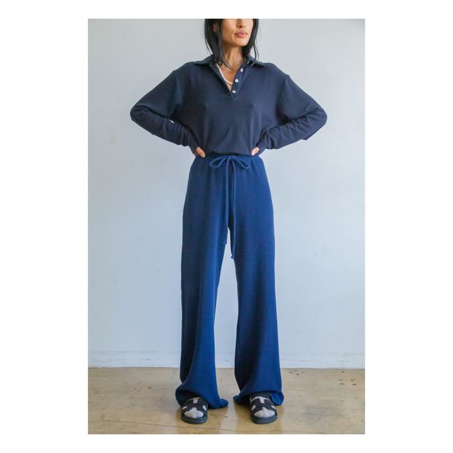 Pantalon Thermal Coton Bio Gaufré Bleu nuit