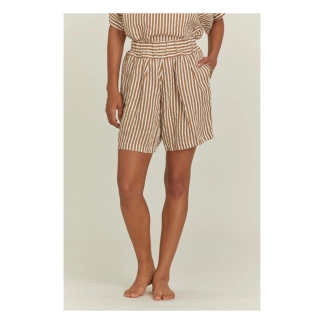 Carpenter Striped Linen Shorts Ecru