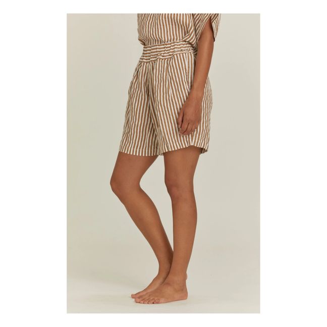 Carpenter Striped Linen Shorts Seidenfarben
