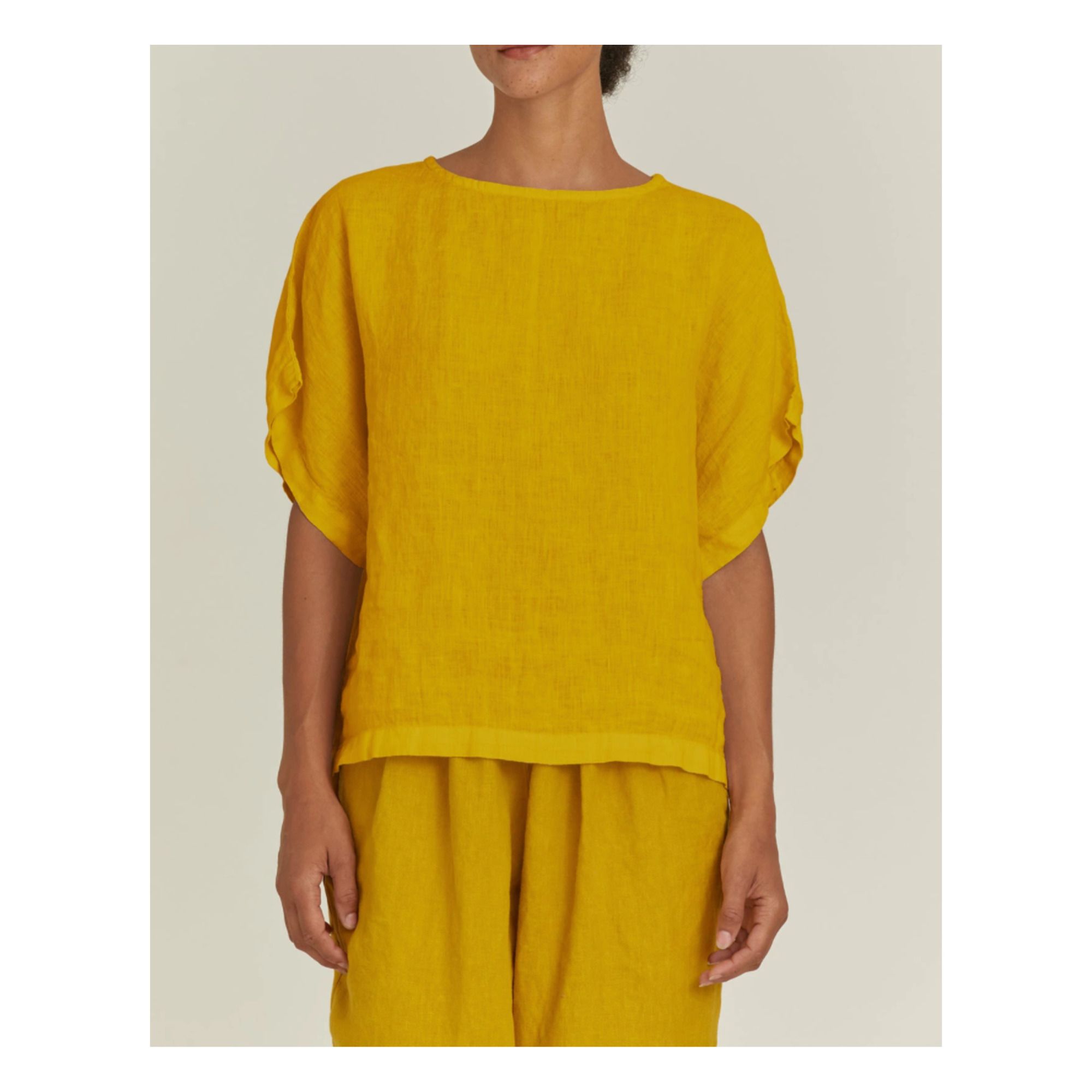 Box Linen Top Yellow Black Crane 