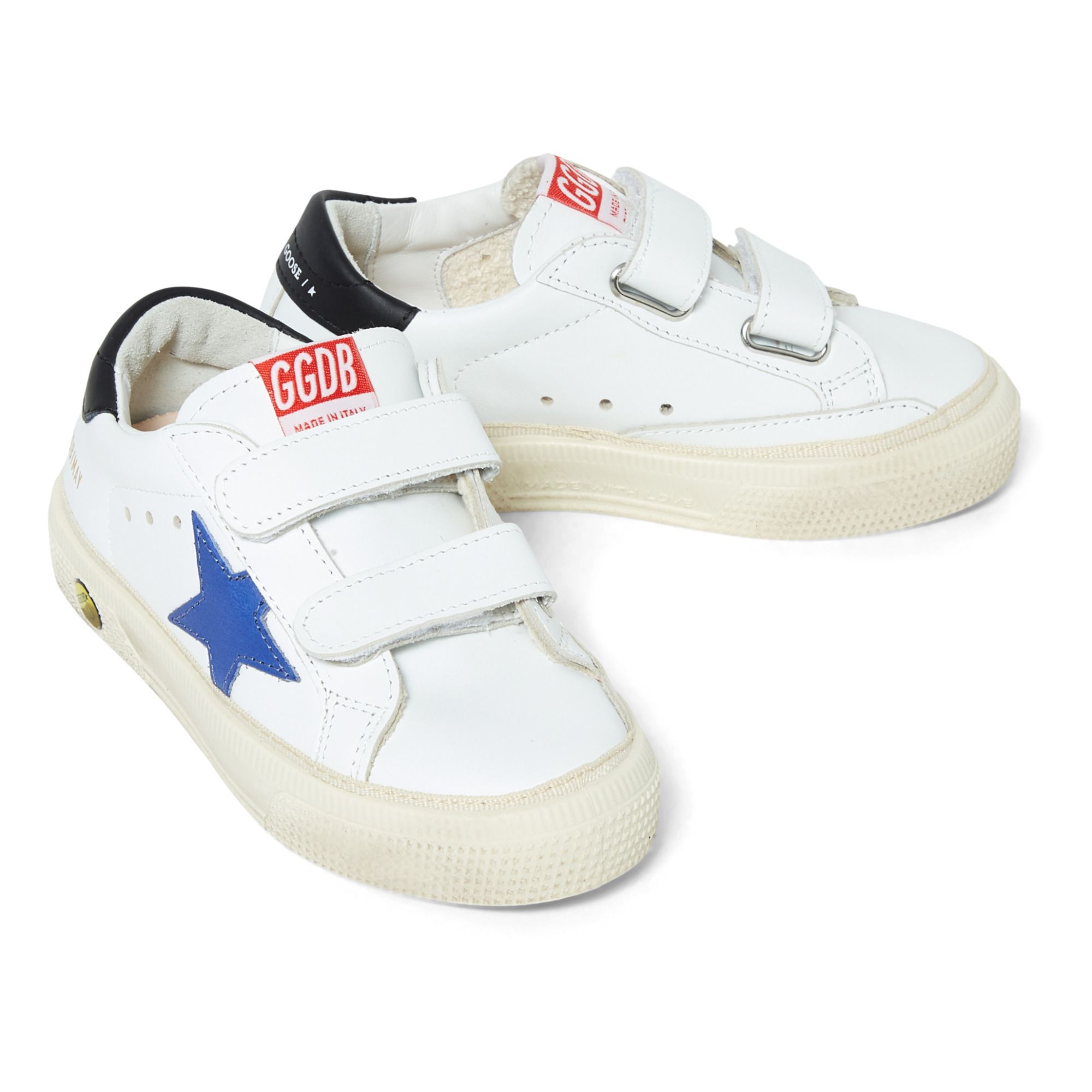 May School Leather Velcro Sneakers Light blue- Product image n°1