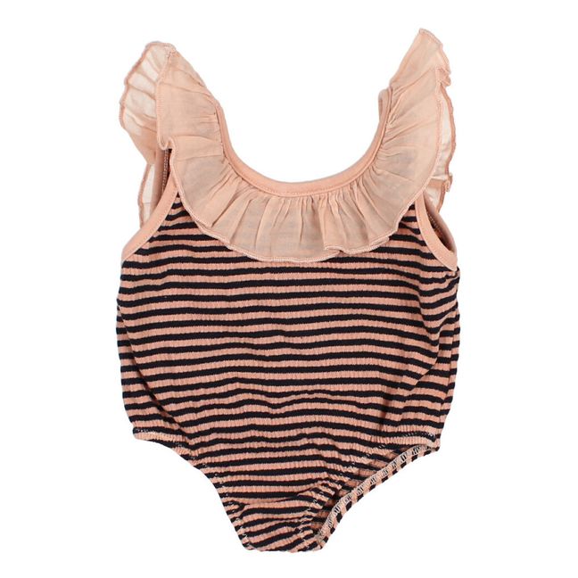 Organic Cotton Striped Swimsuit Peach