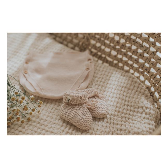 Organic Cotton Knit Booties Pale pink