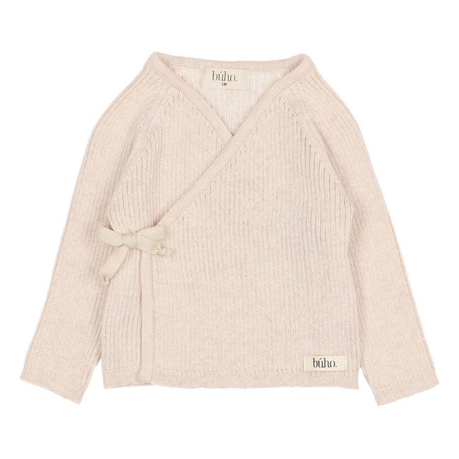 Organic Cotton Wrap Over Cardigan Pale pink