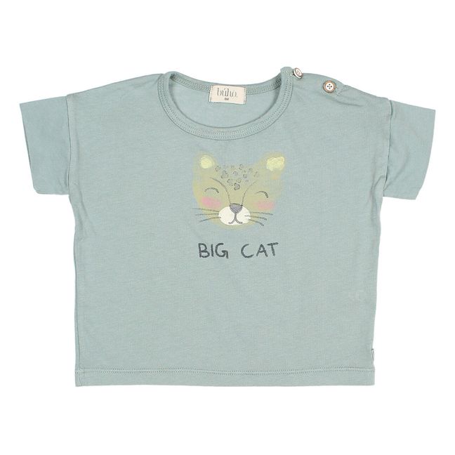 Camiseta de algodón orgánico Cat Verde agua