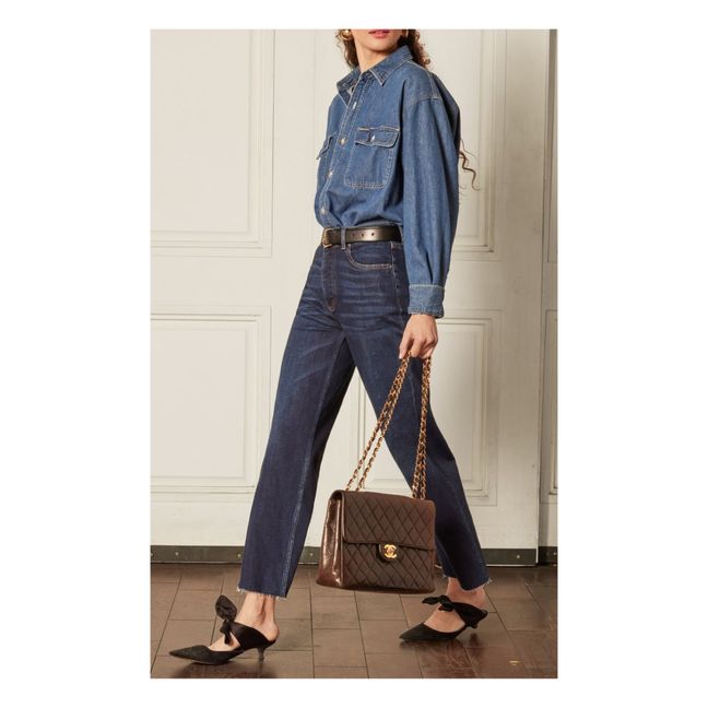 The Mickey High Rise Wide Leg Jeans | Blue Steel