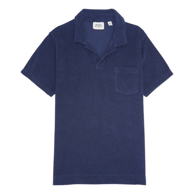 Terry Cloth Polo Shirt Blue