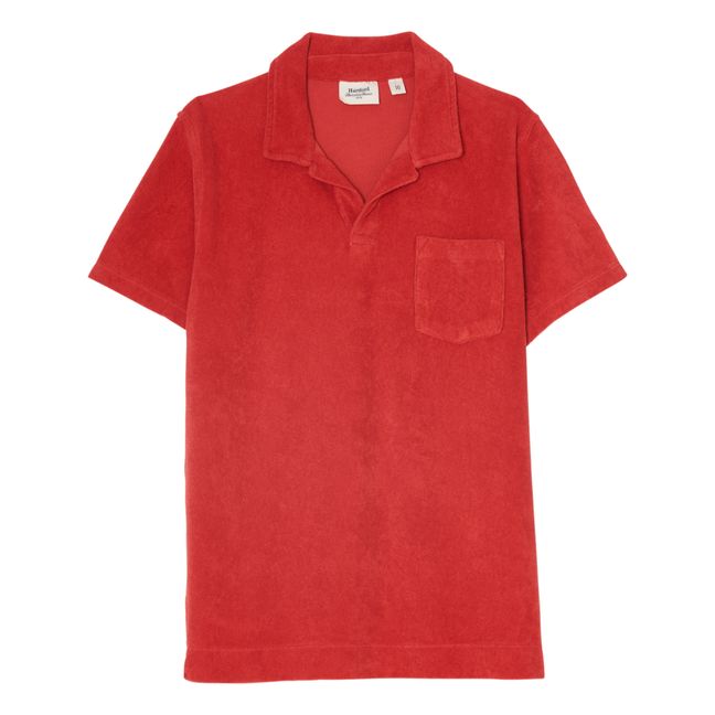 Terry Cloth Polo Shirt Brick red