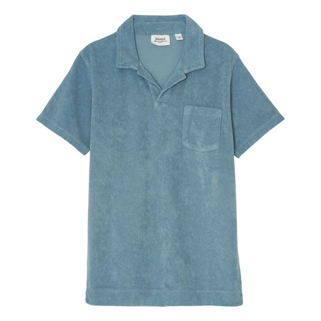 Terry Cloth Polo Shirt Grey blue