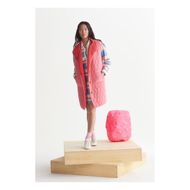 Reversible Cotton and Silk Quilted Coat Pink