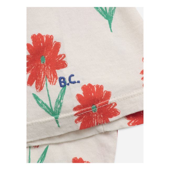 T-Shirt Coton Bio Fleurs - Collection Femme - Ecru