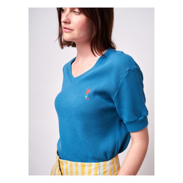 T Shirt Nid d Abeille Coton Bio Collection Femme Bleu