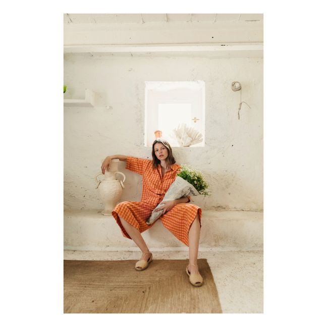 Chemisette Coton Bio Carreaux - Collection Femme - Orange