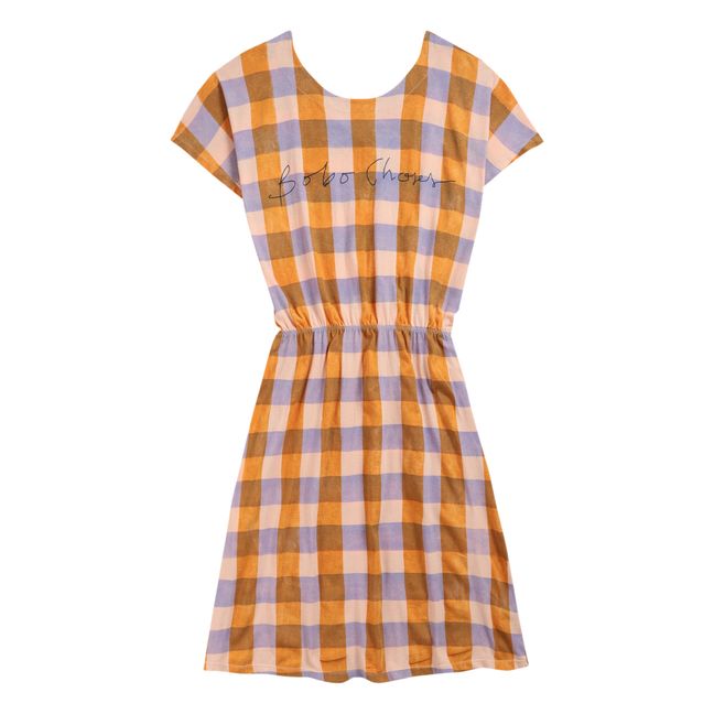 Organic Cotton Jersey Checked Dress - Women’s Collection - Orange