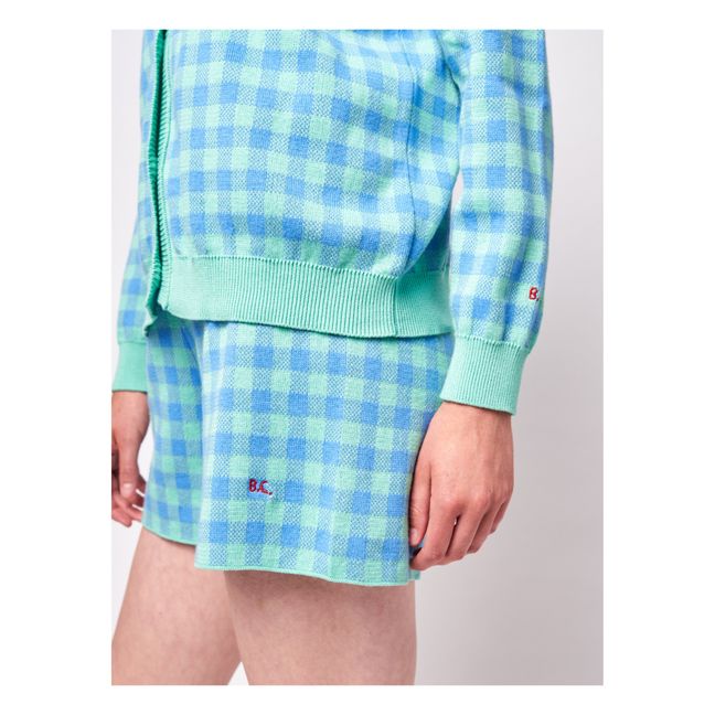 Pantaloncini, motivo a quadri, in maglia e cotone biologico  - Collezione Donna  - Blu