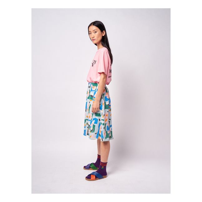 Linen and Viscose Button-Up Skirt - Women’s Collection Button- Light blue