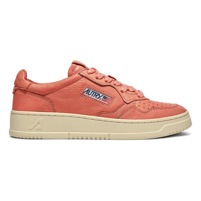 Medalist Low-Top Goat Leather Sneakers | Coral