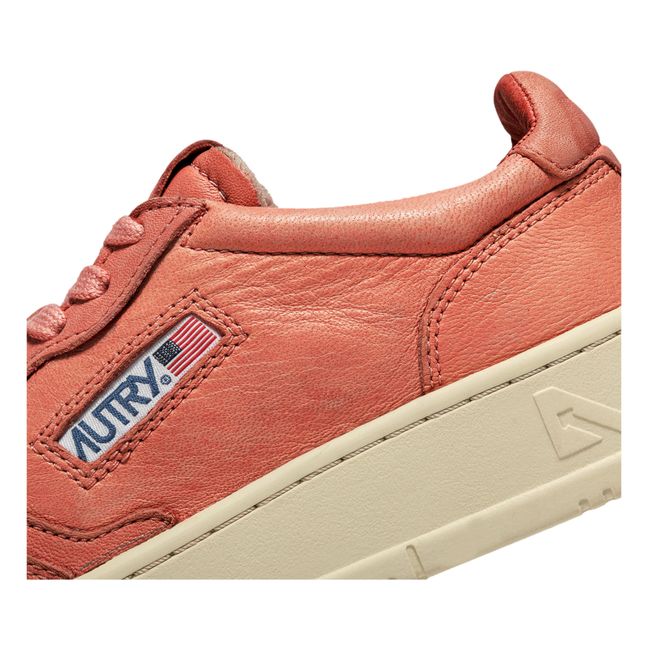 Medalist Low-Top Goat Leather Sneakers | Coral