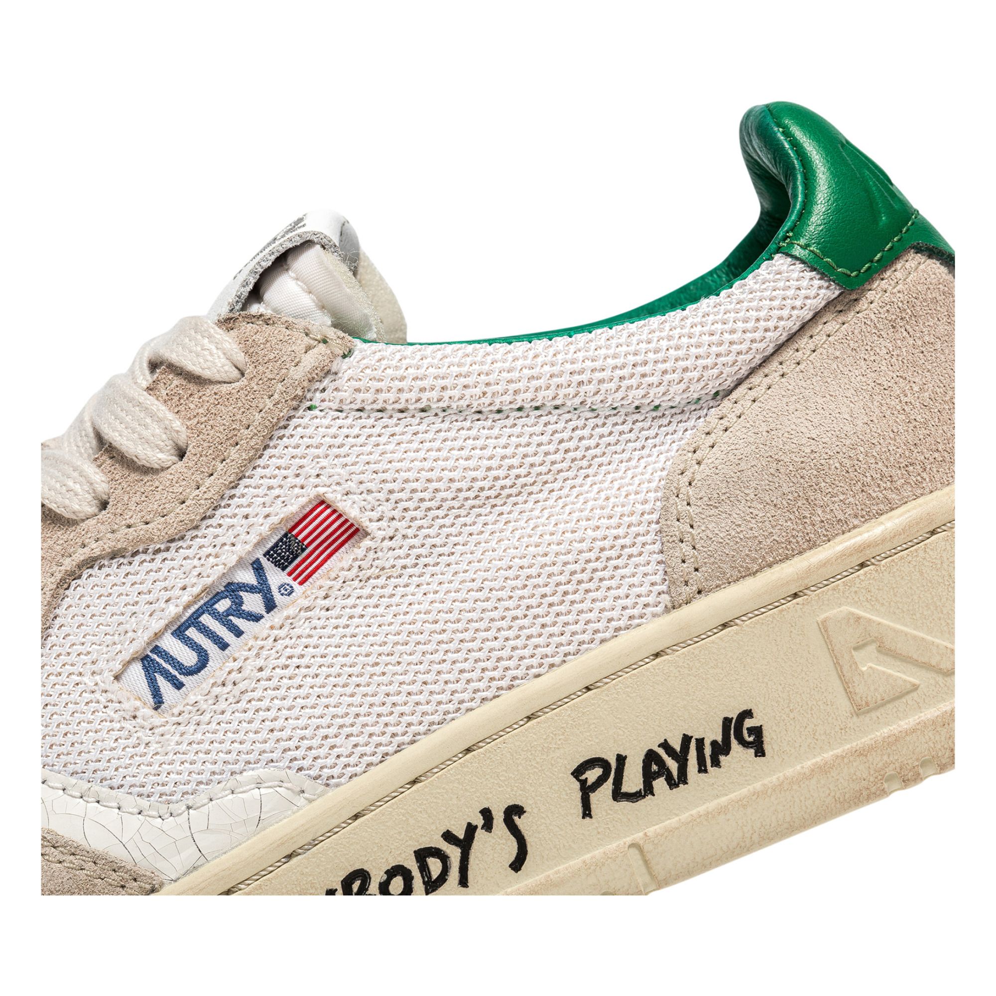 Medalist Low-Top Cracked Leather/Suede Tag Sneakers Green- Product image n°2