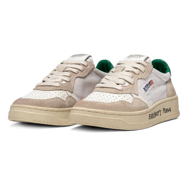Medalist Low-Top Cracked Leather/Suede Tag Sneakers Green