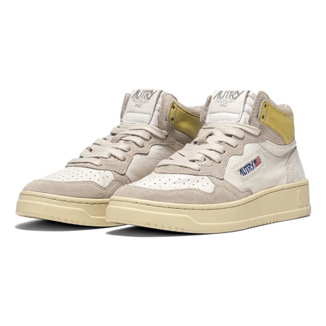 Medalist Mid-Top Goat Leather/Suede Sneakers Yellow