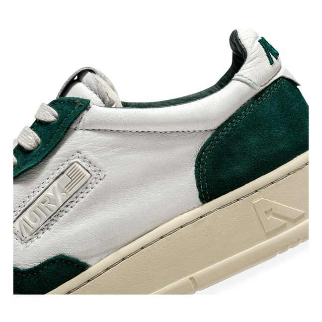 Open Low-Top Goat Leather/Mesh/Suede Sneakers Green