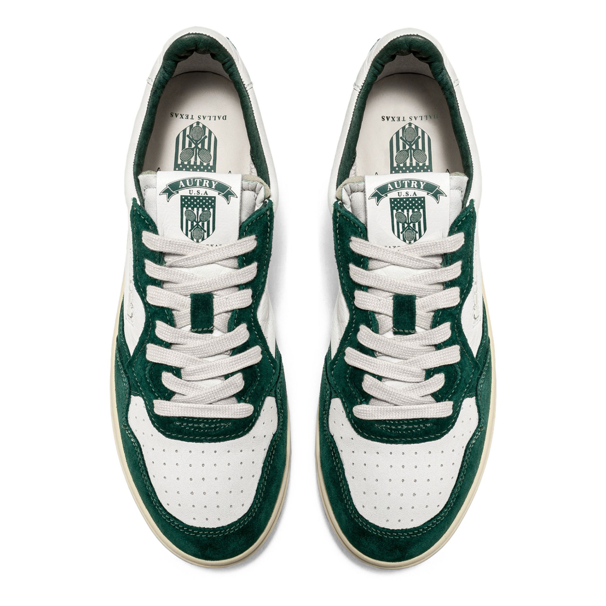 Open Low-Top Goat Leather/Mesh/Suede Sneakers Green- Product image n°3