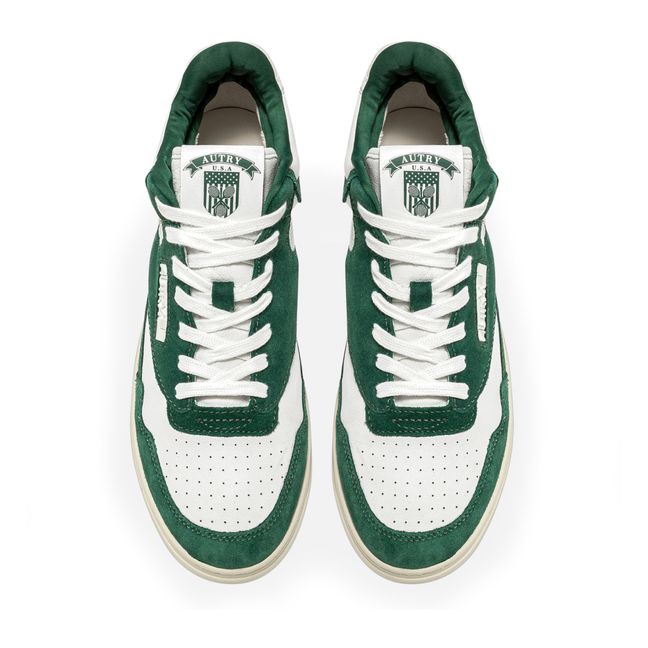 Open Mid-Top Goat Leather/Mesh/Suede Sneakers Green