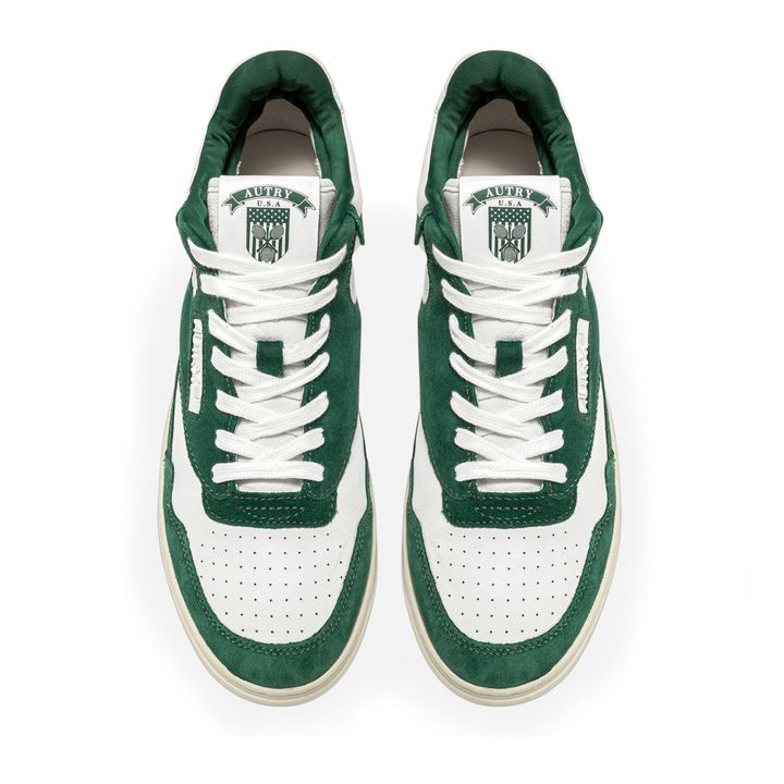 Open Mid-Top Goat Leather/Mesh/Suede Sneakers Green- Product image n°3