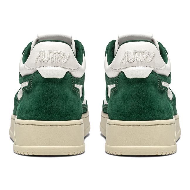Open Mid-Top Goat Leather/Mesh/Suede Sneakers Green