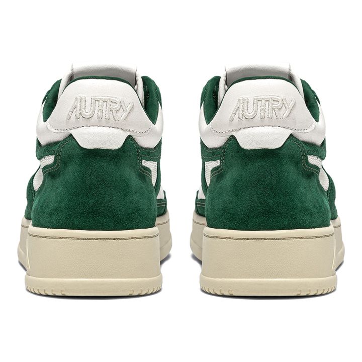 Open Mid-Top Goat Leather/Mesh/Suede Sneakers Green- Product image n°4