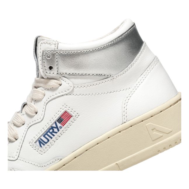 Medalist Mid-Top Leather Sneakers Argento