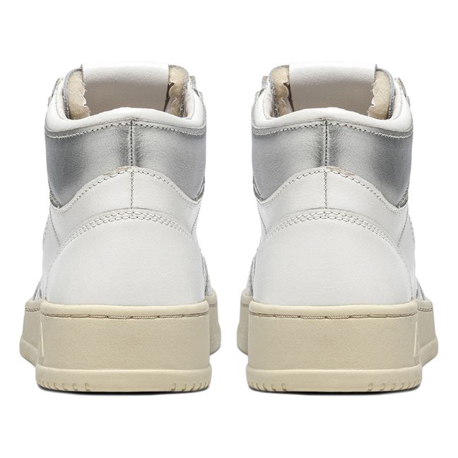 Medalist Mid-Top Leather Sneakers Silver