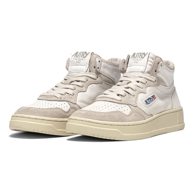 Medalist Mid-Top Goat Leather/Suede Sneakers White
