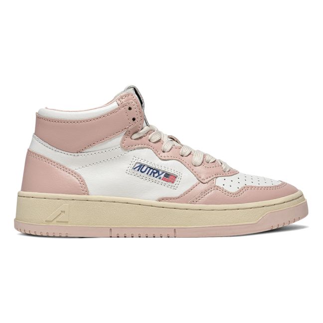Medalist Mid-Top Leather Two-Tone Sneakers Rosa chiaro