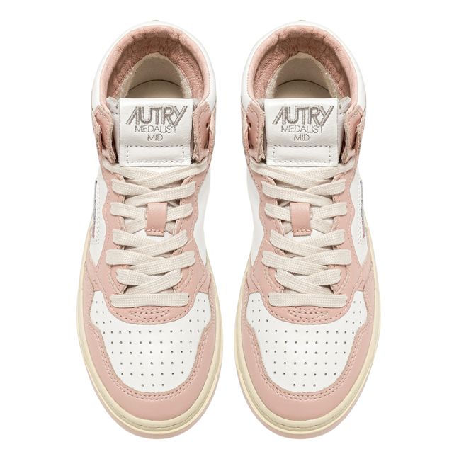 Medalist Mid-Top Leather Two-Tone Sneakers Pale pink