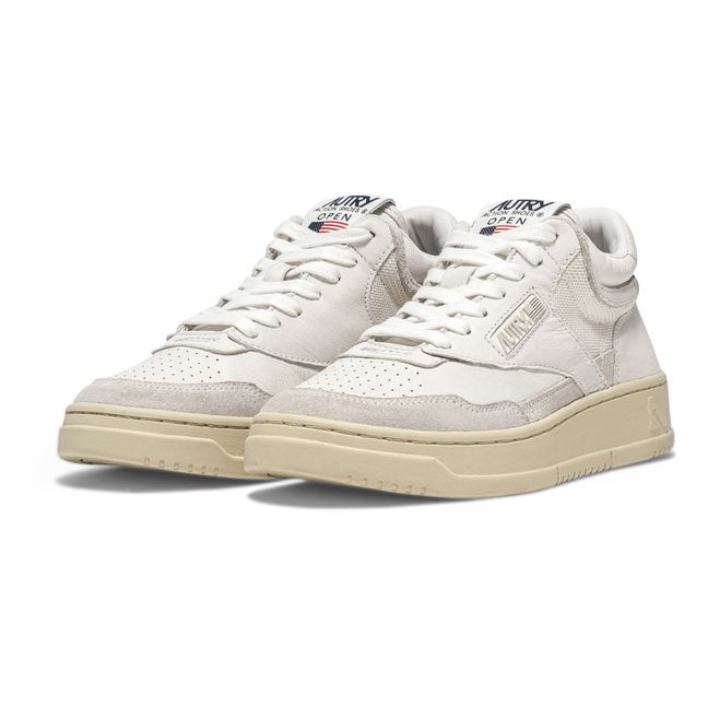Zapatillas Open Mid de cuero de cabra/malla/ante  | Blanco
