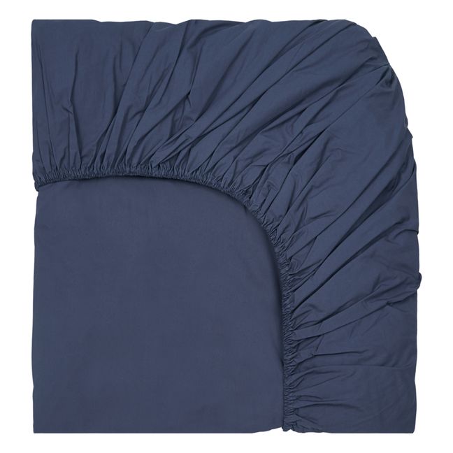 Organic Percale Fitted Sheet Navy blue