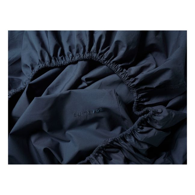 Organic Percale Fitted Sheet | Navy blue