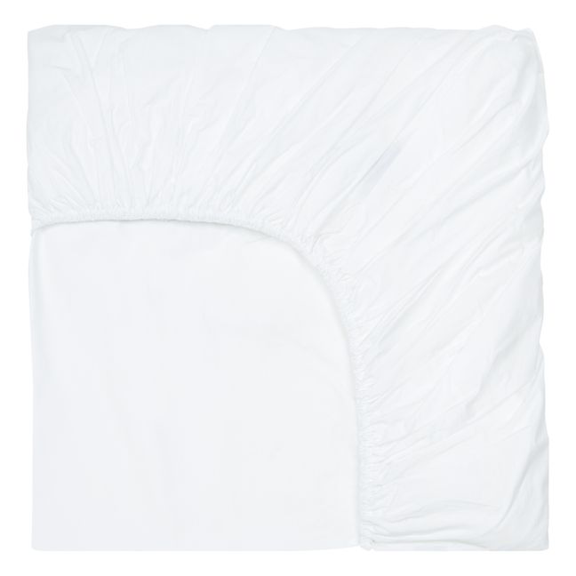 Organic Percale Fitted Sheet Blanco