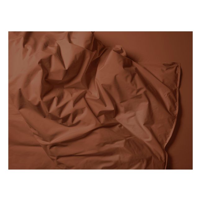 Bettdeckenbezug aus organischem Perkal Cognac-Farbe