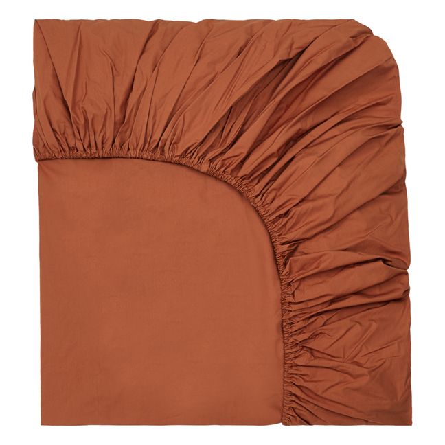 Organic Percale Fitted Sheet Cognac