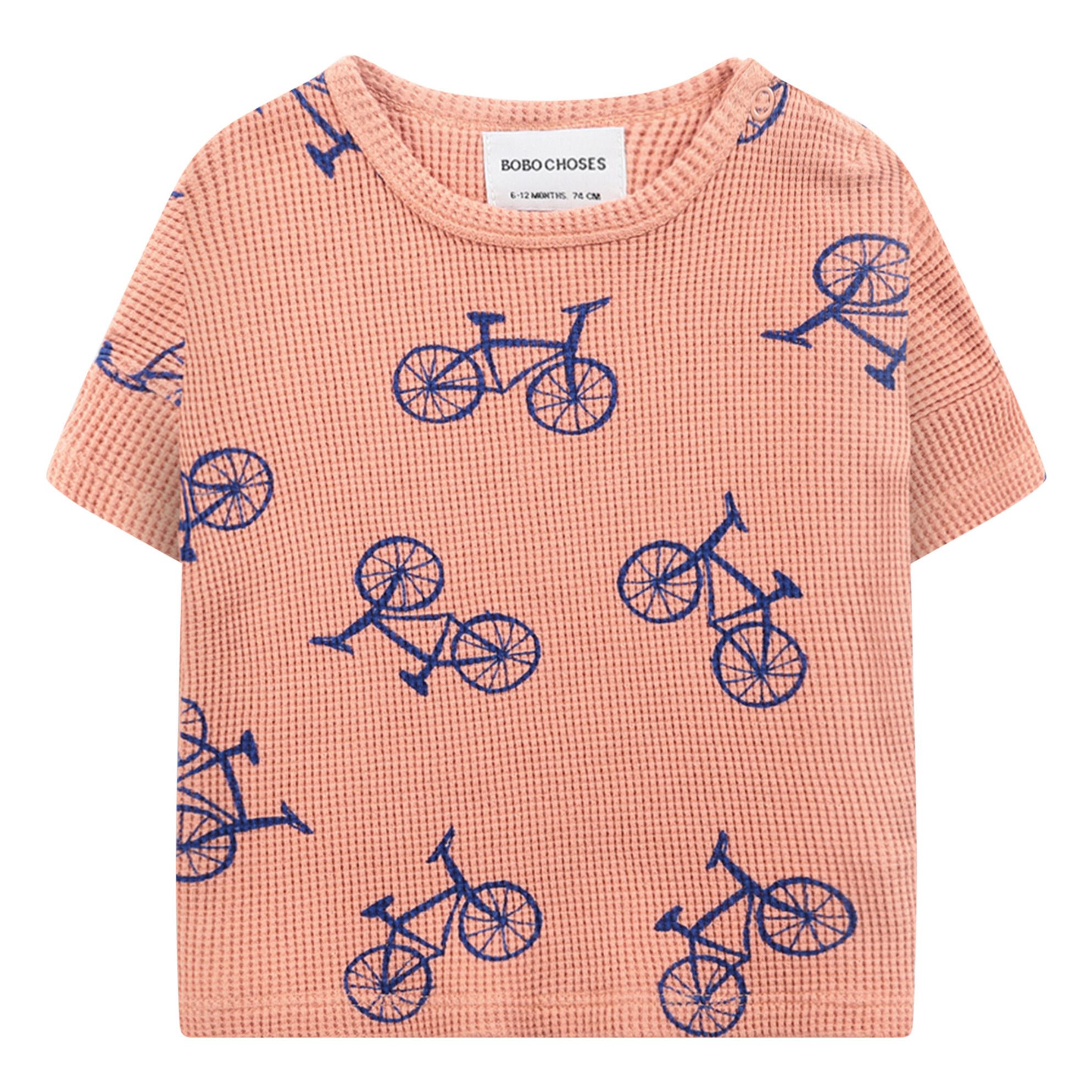 Organic Cotton Waffle Bicycle T-shirt Apricot- Product image n°0