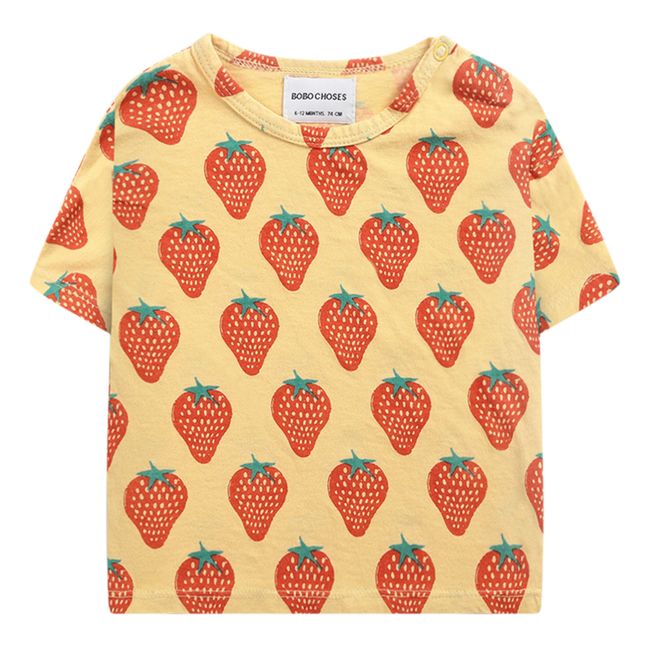 Camiseta de algodón orgánico Fresas Amarillo