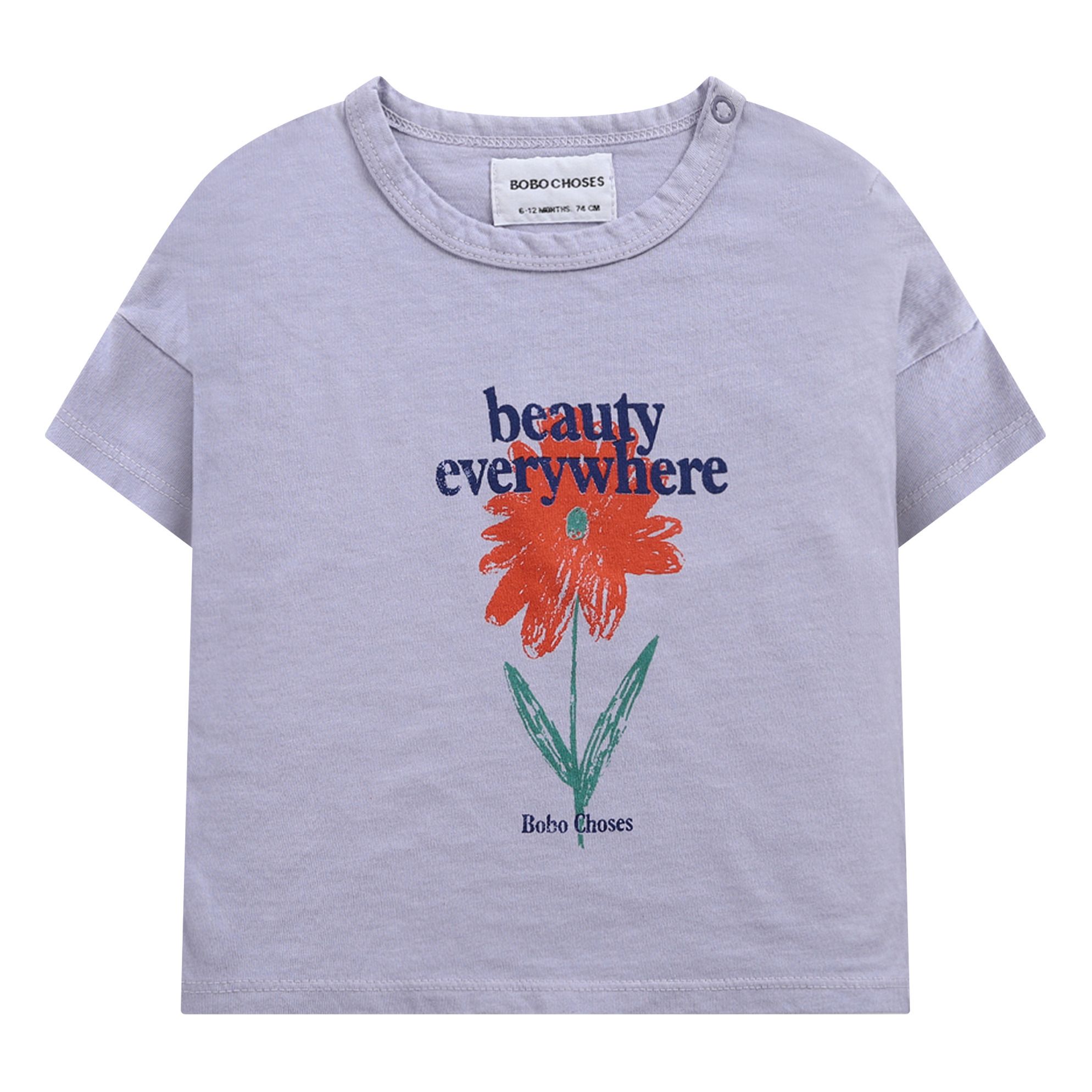 Organic Cotton Flower T-shirt Mauve- Product image n°0