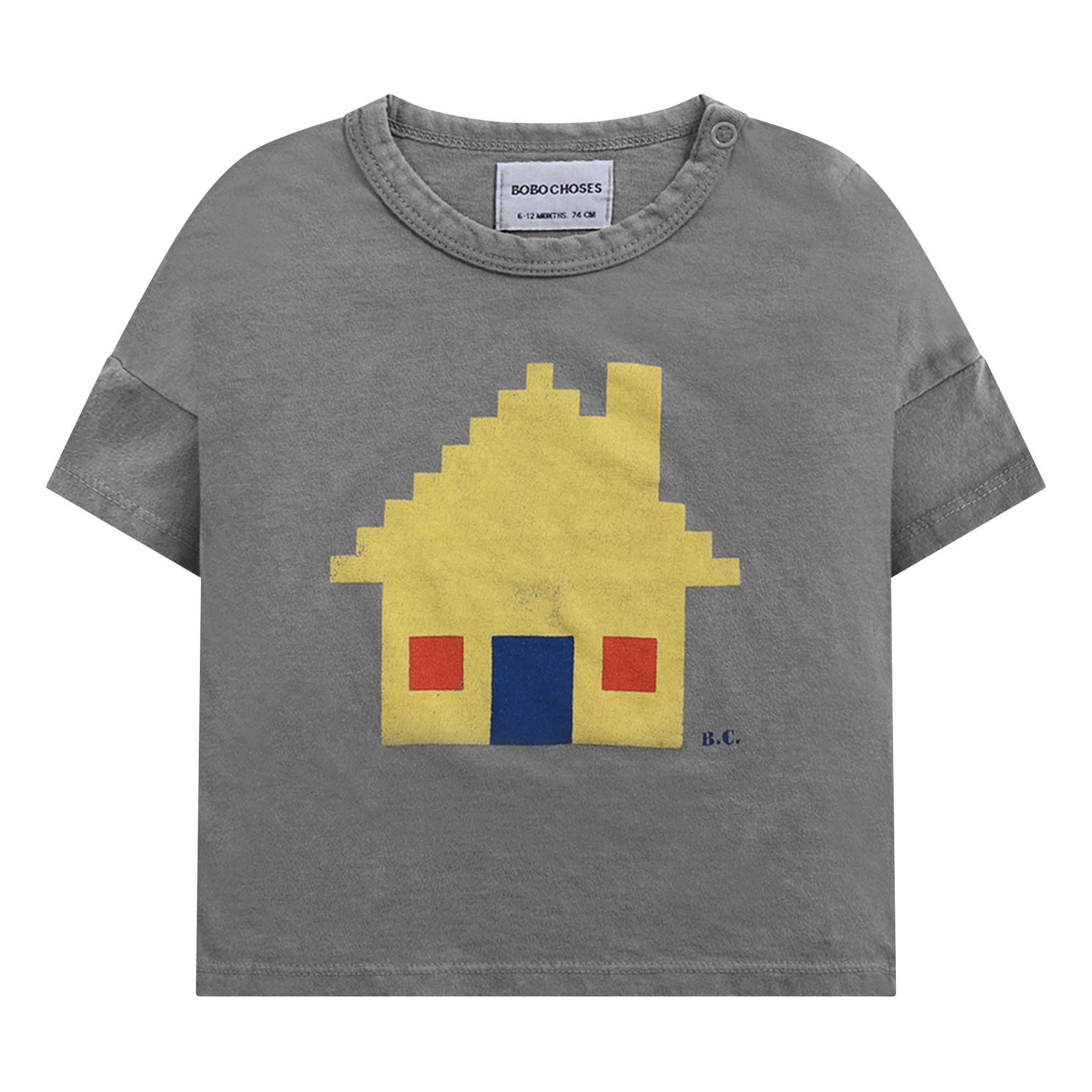 Camiseta de algodón orgánico Casa Gris- Imagen del producto n°0