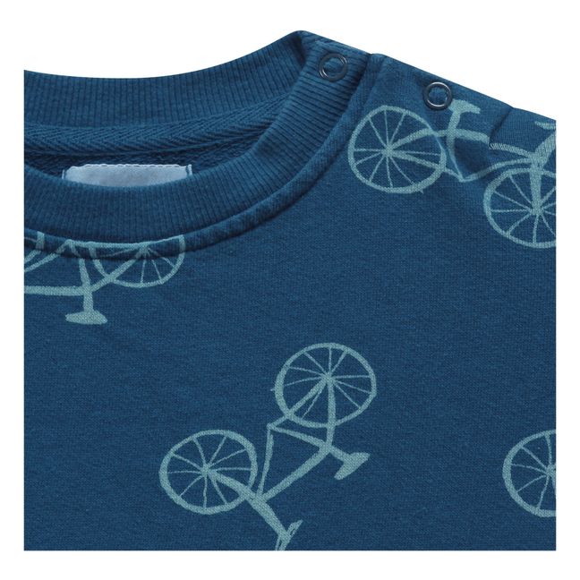 Felpa, motivo con biciclette, in cotone biologico Blu marino