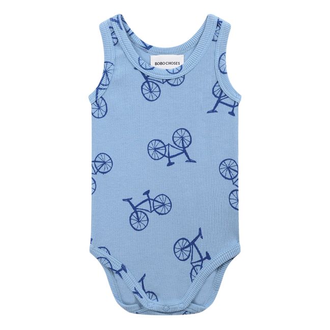 Organic Cotton Bicycle Babygrow Azul